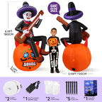 6FT Halloween Inflatable Outdoor Decoration, Day of the Dead Skull with Guitar, Blow Up Yard Decor