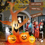 8FT Halloween Inflatables Dead Tree,Outdoor Halloween Decorations with Built-in LED Lights,Halloween Blow Up Yard Decorations with Pumpkin,Ghost,and Owl