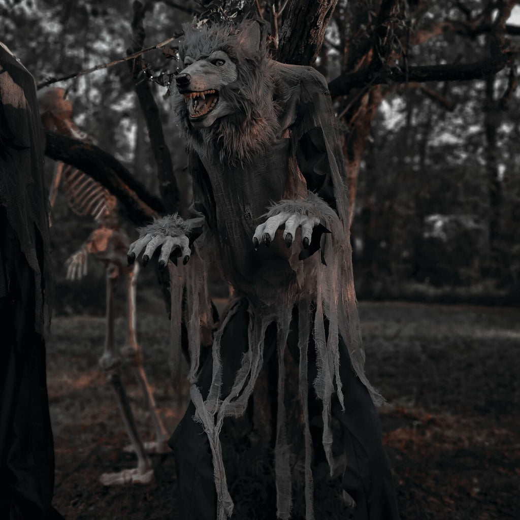 7 ft Tall Motion-Activated Towering Werewolf, Premium Halloween Animatronic, Plug-In, HHTWRWOLF-1FLSA