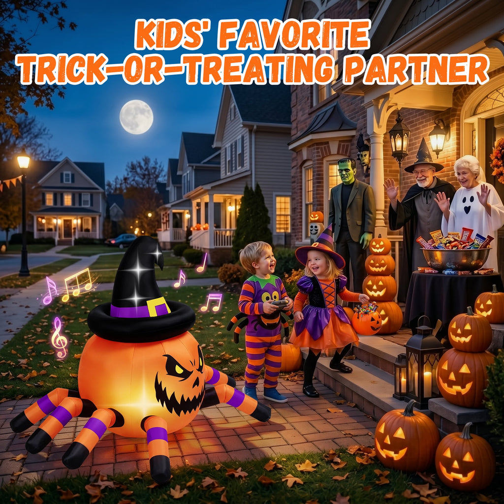 (2 pack) 2.6ft Remote Control Halloween Inflatable with Music Lights,Pumpkin Spider Car Blow ups Rc Car,Indoor Outdoor Decorations