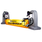 9.6FT Halloween Inflatable Skeleton Tombstone Banner, Built-in 4 White LED Lights, Quick Inflation for Yard/Patio/Party