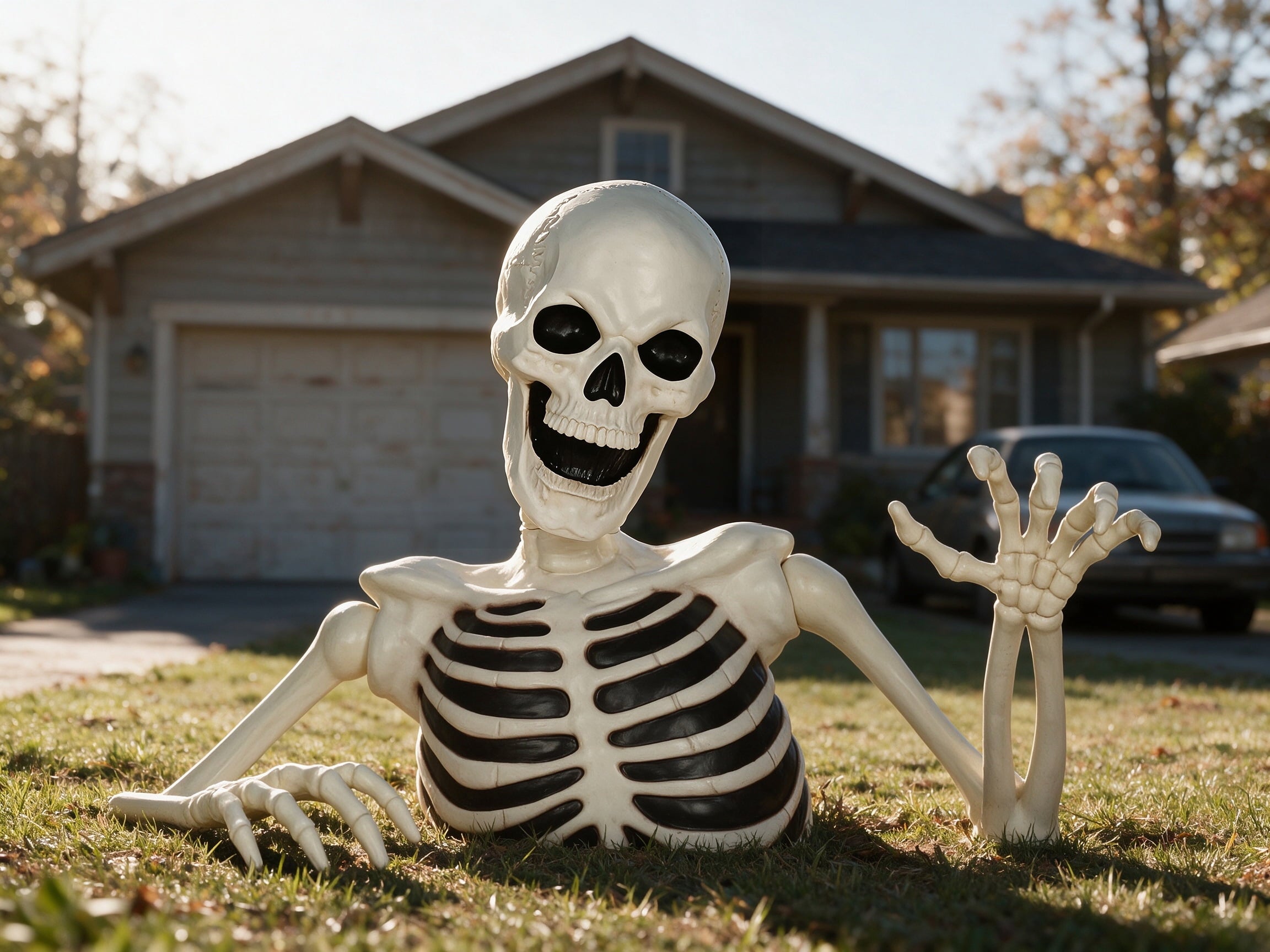 48" Halloween Giant Groundbreaker Skeleton, Halloween Decoration for Outdoor Yard and Porch