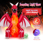 Costway 8 FT Halloween Inflatable Red Dragon with Wings & Skull Holiday Decoration Light