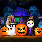 8FT Halloween Inflatable Pumpkins Ghost Cat with Lights,Blow ups Outdoor Decorations for Yard