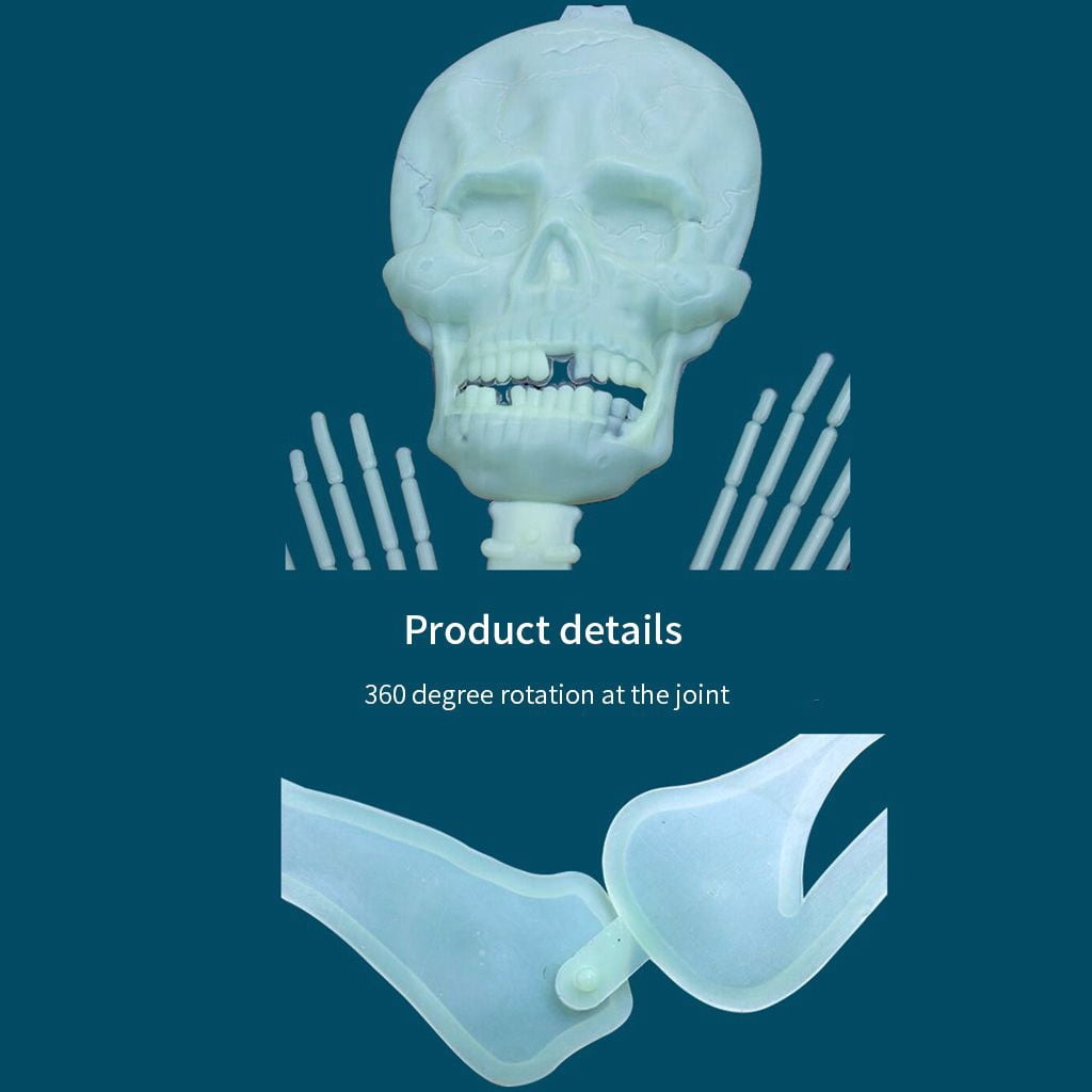 Deago 4 Pack Halloween Hanging Luminous Skeleton Decorations 5 Ft Full Body Glow-in-The-Dark Poseable Skeleton for Outdoor Yard Garden Hanging Halloween Props