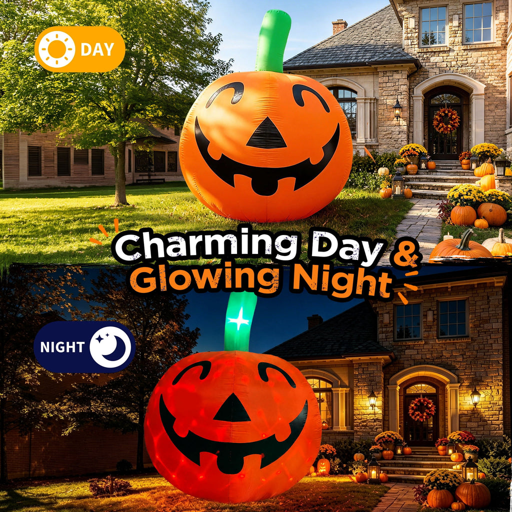 10ft Halloween Inflatable Pumpkin Decoration with Built-in LED Lights, Outdoor Yard Blow up for Halloween Party, Yard, Garden, Lawn