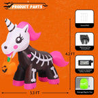COMIN 5 FT Halloween Inflatables Skeleton Unicorn Outdoor Decorations Blow Up Yard Pink Cute with Built-in LEDs for Indoor Party Garden Lawn Decor