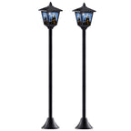 2-Pack Haunted House Solar Post Lights - Spooky Halloween Decoration with Eerie Glow, 40" Rust-Proof Stake, Auto On/Off for Outdoor Yard