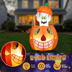 2.8FT Halloween Inflatable Animated Pumpkin Ghost, 2 White LED Lights, Weather-Resistant Polyester, for Small Spaces/Accent Decor