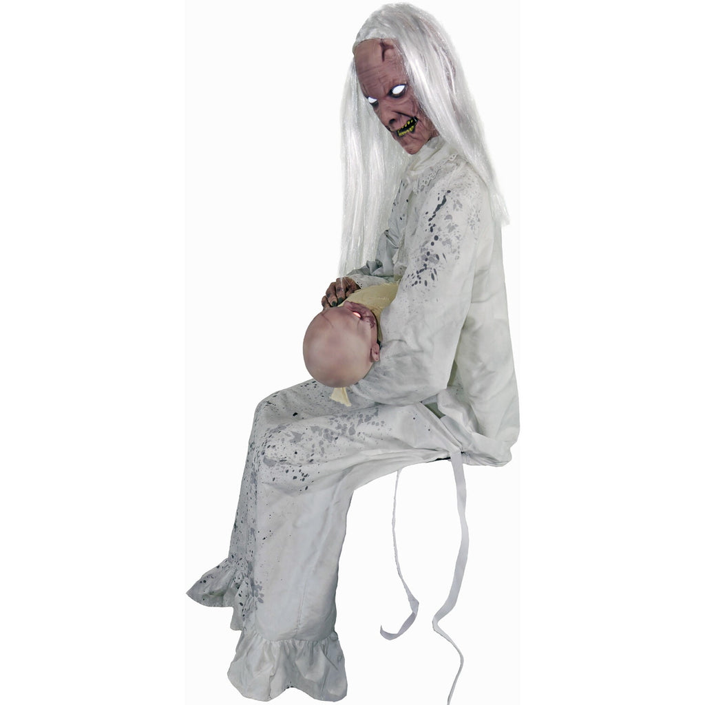 2.9 ft Animatronic Gravely Granny by Tekky Halloween Decoration with Motion-Activated Sounds, HHGRVLYGRNY-1FLSA