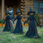 Evergreen Set of 3 LED Lighted Halloween Witch Stakes, 4' Tall for Garden Lawn or Patio