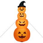 Gymax 8 ft Inflatable Halloween Pumpkins Stack Holiday Decor w/ Built-in LED Lights