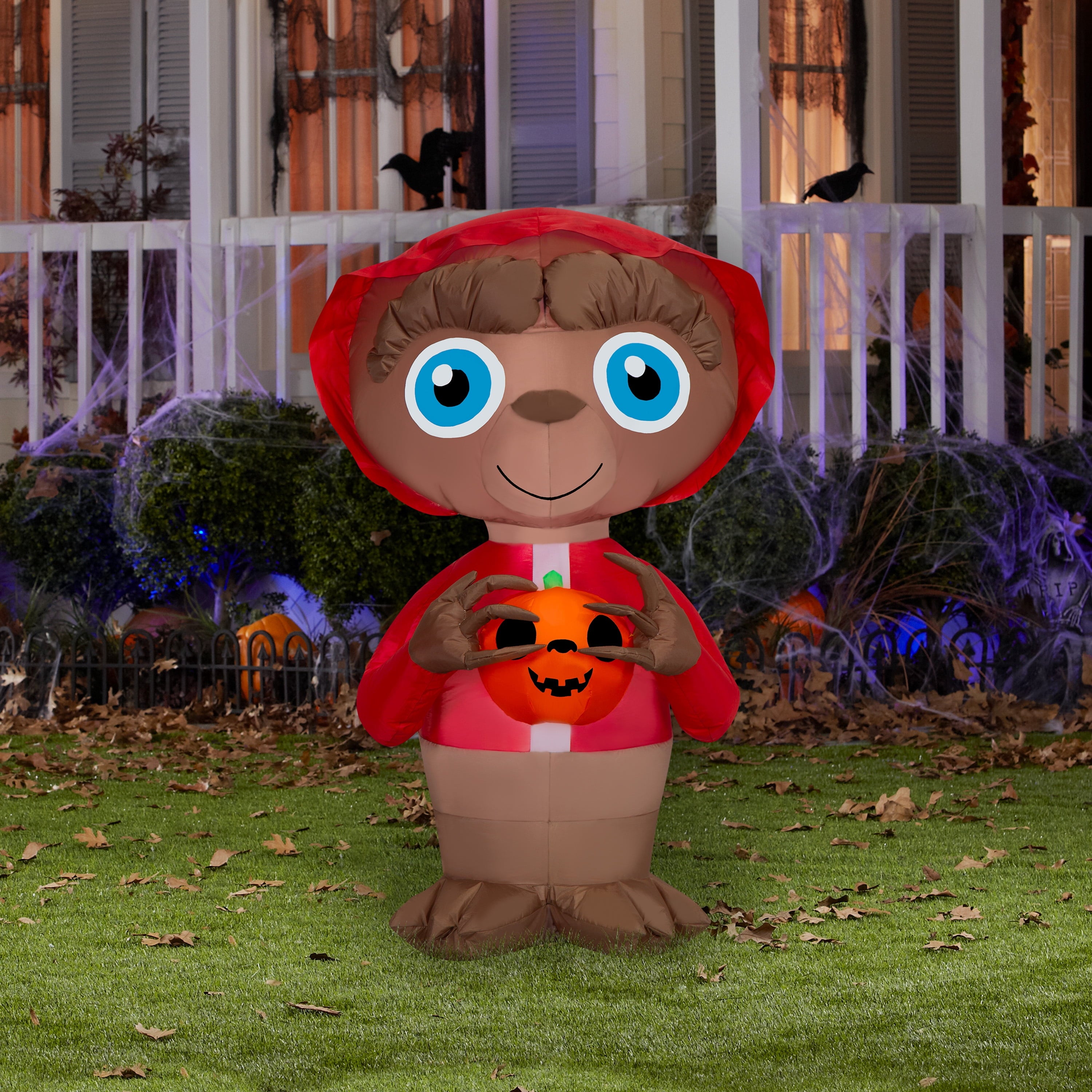 SS555113G 38 in. Air Blown Inflatable E.T. The Extra-Terrestrial with Jack-O-Lantern Halloween Outdoor Decoration