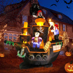7 FT Halloween Inflatable Skeletons Ghosts on Pirate Ship Lights Decor Outdoor Indoor Holiday Decorations, Blow up Lighted Yard Decor, Giant Lawn Inflatables Home Family Outside Decor