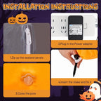 9.6FT Halloween Inflatable Skeleton Tombstone Banner, Built-in 4 White LED Lights, Quick Inflation for Yard/Patio/Party