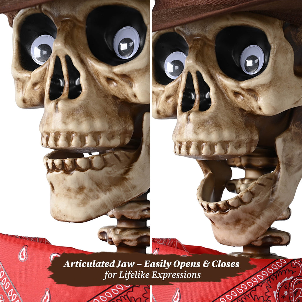 Yescom Halloween 5.6Ft Life Size Skeleton Cowboy Detailed Costume Outdoor Indoor Haunted House Props Decor 2026
