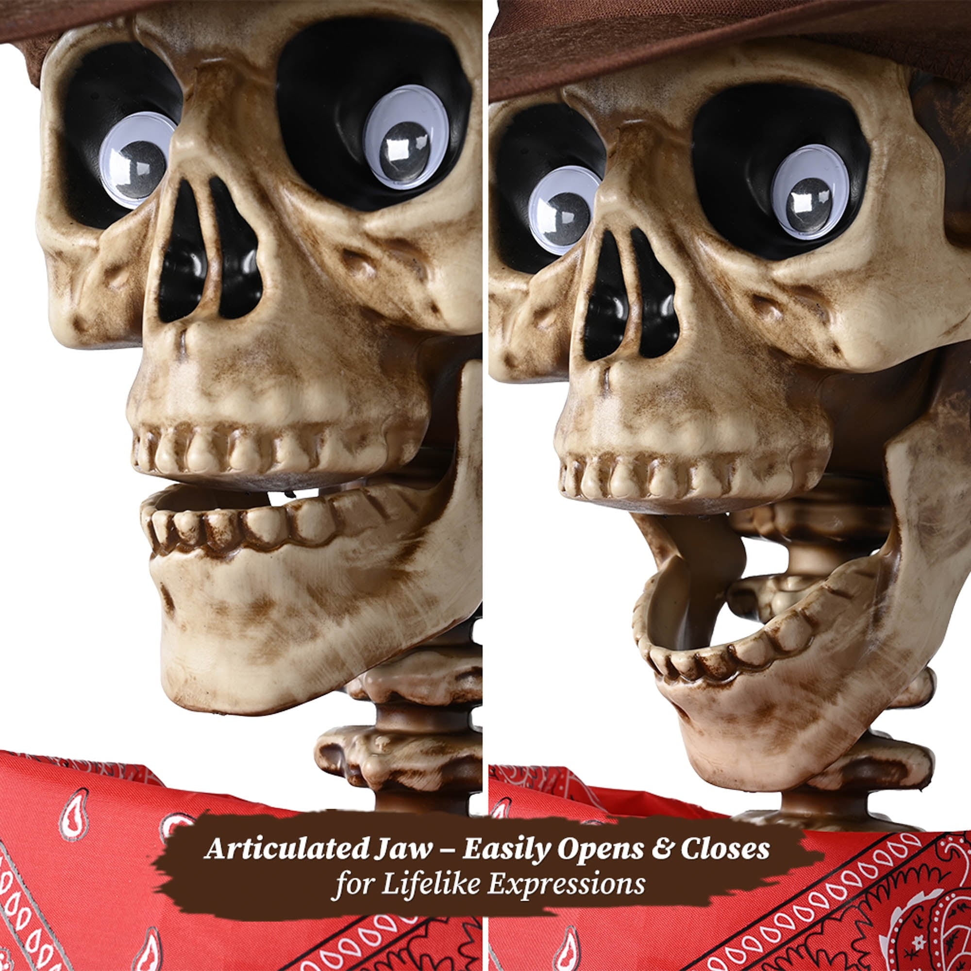 Yescom Halloween 5.6Ft Life Size Skeleton Cowboy Detailed Costume Outdoor Indoor Haunted House Props Decor 2026