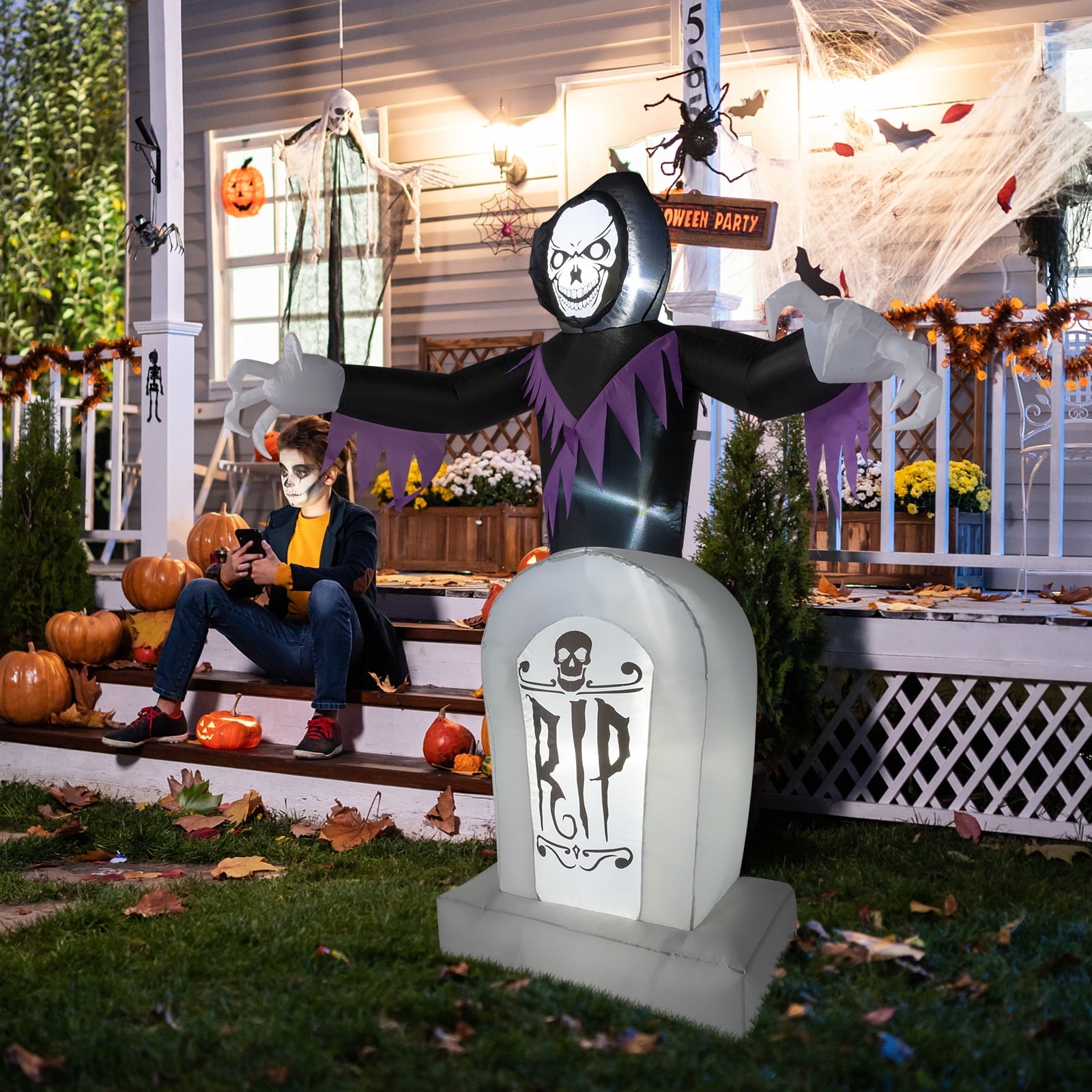 Inflatable Halloween Decoration 6 FT Reaper for Halloween Party Outdoor, Yard, Garden, Lawn Decorations