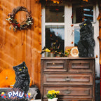 PMU Halloween Black Cat - Blow Mold Plastic Cat Statue - Perfect Décor for Halloween, Home, Yard, Lawn, Garden, Indoor and Outdoor - Best for Party Favors and Supplies - (Yellow Eyes) 17 Inch Pkg/1