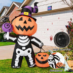 Halloween Inflatables 6 FT Halloween Pumpkin Inflatable with Skull Body, Scary Blow Up Halloween Pumpkin Decoration with LED Lights, Outdoor Halloween Decorations Clearance for Holiday Party