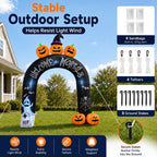 10FT Halloween Inflatable Arch for Outdoor Decor, LED Lighted Scary Archway with Ghost & Pumpkin, Blow Up Yard Decoration for Haunted Party Graveyard
