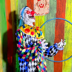 5.9 ft Voice & Sound-Sensor Clown on Tricycle Halloween Animatronic, HHTRIBKCLOWN-1FLSA