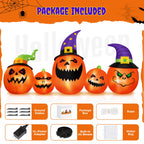 (2 pack) 8FT Halloween Inflatable Pumpkins Blow ups Outdoor Decorations, Five Pumpkins with LED Lights for Party Yard