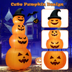 Gymax 8 ft Inflatable Halloween Pumpkins Stack Holiday Decor w/ Built-in LED Lights