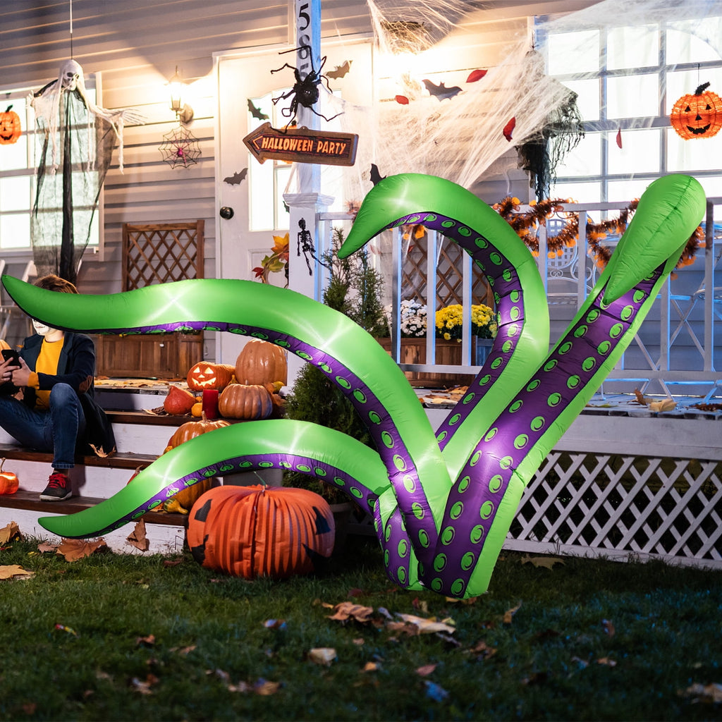 7 FT Halloween Inflatables Cape Octopus 2 Pack Giant Octopus Tentacles Halloween Decoration Outdoor