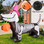 Halloween Inflatables 5.7 FT Halloween Skeleton Dog Inflatable, Halloween Skeleton Puppy Inflatable with Build-in LEDs, Outdoor Halloween Decorations Clearance for Halloween Holiday Party