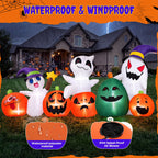(2 pack) 7ft Long Halloween Inflatable with Lights,Pumpkin Ghost for Outdoor Decorations