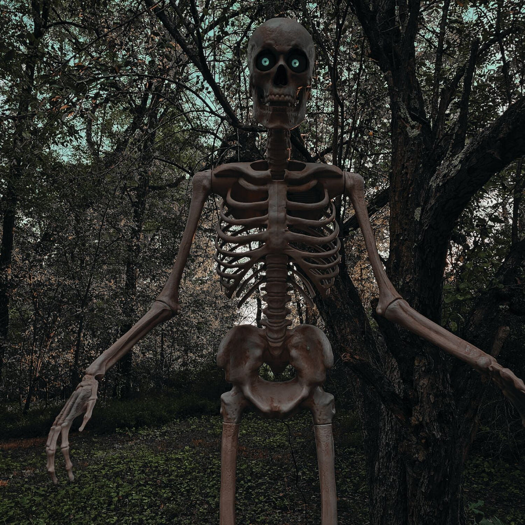 8 ft Tall Motion-Activated Towering Skeleton, Premium Talking Halloween Animatronic Decoration, Plug-In, HHTWRSKEL-2FLSA