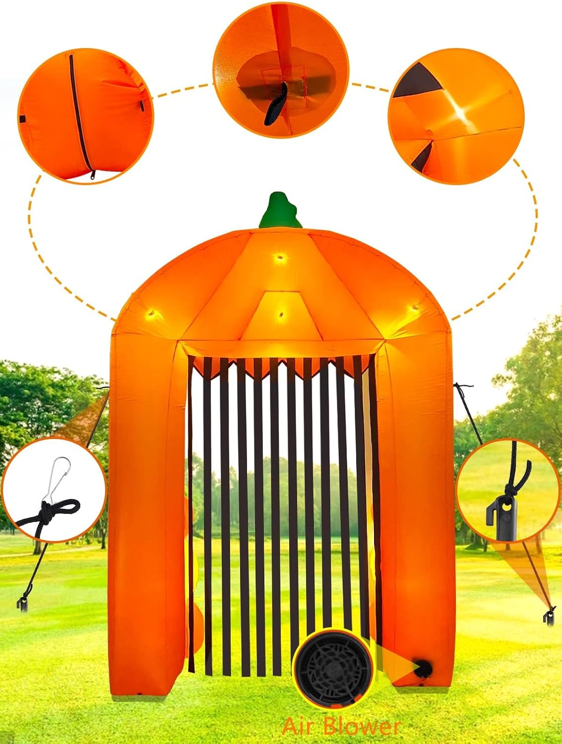 9.5ft Halloween Inflatable Pumpkin Arch with LED Lights - Outdoor/Indoor Yard Decoration for Halloween Party & Home