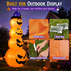 8 ft Halloween Pumpkin Stack Inflatable Decoration with Witch Hat, Lighted Blow up Yard Decor for Outdoor Lawn Garden