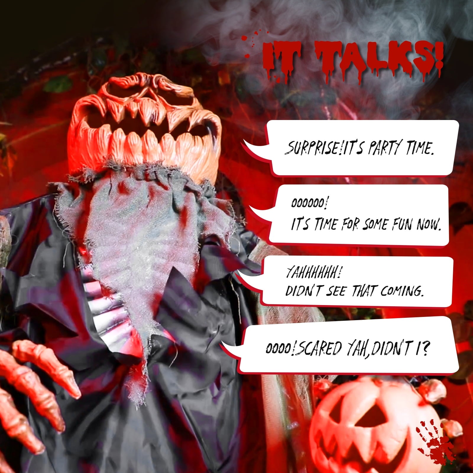 7FT Halloween Animatronic Standing Pumpkin Man The Sound Activated Halloween Prop
