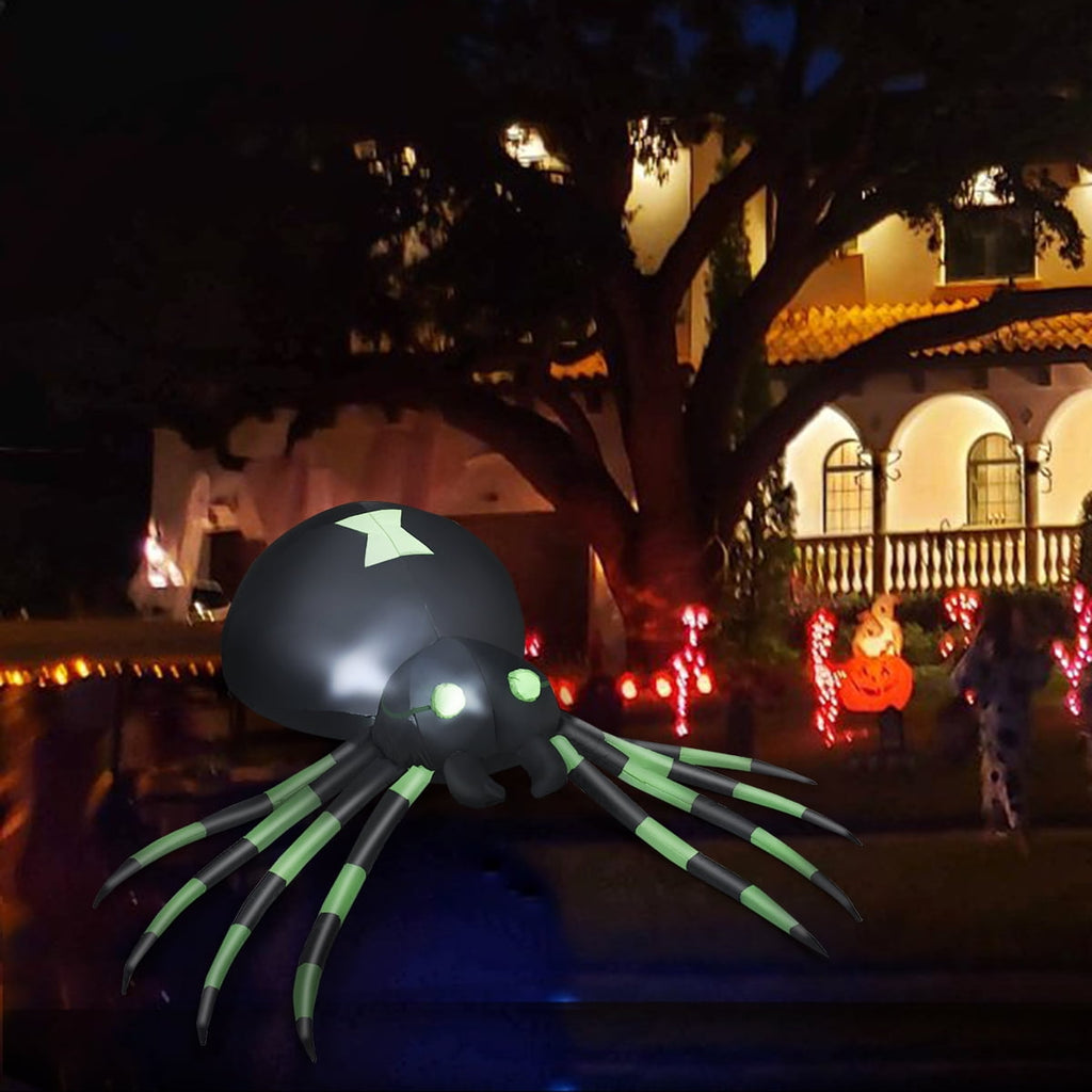 Patiojoy Halloween Decoration 6FT Inflatable Blow-Up Spider With LED Lights Outdoor Yard