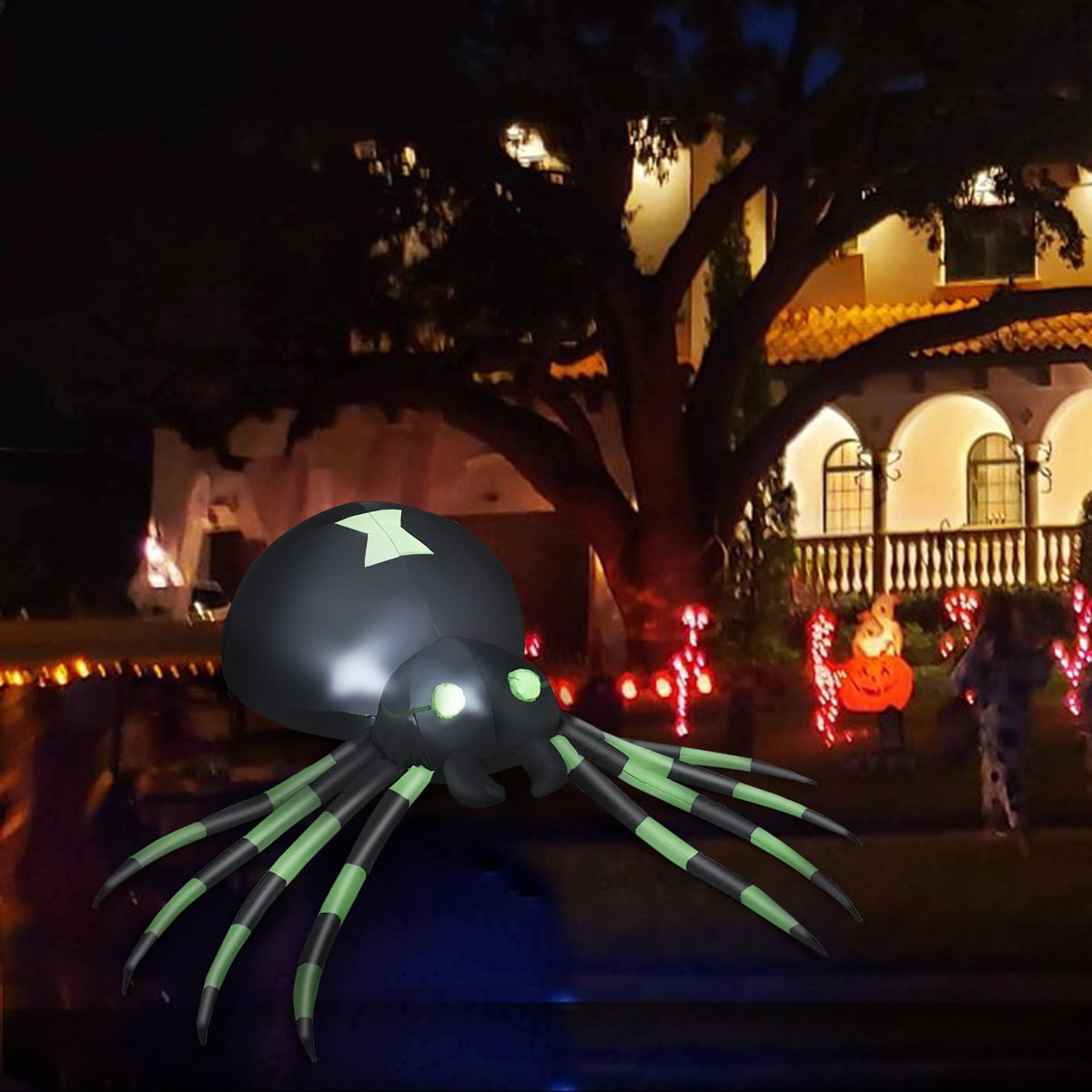 Patiojoy Halloween Decoration 6FT Inflatable Blow-Up Spider With LED Lights Outdoor Yard