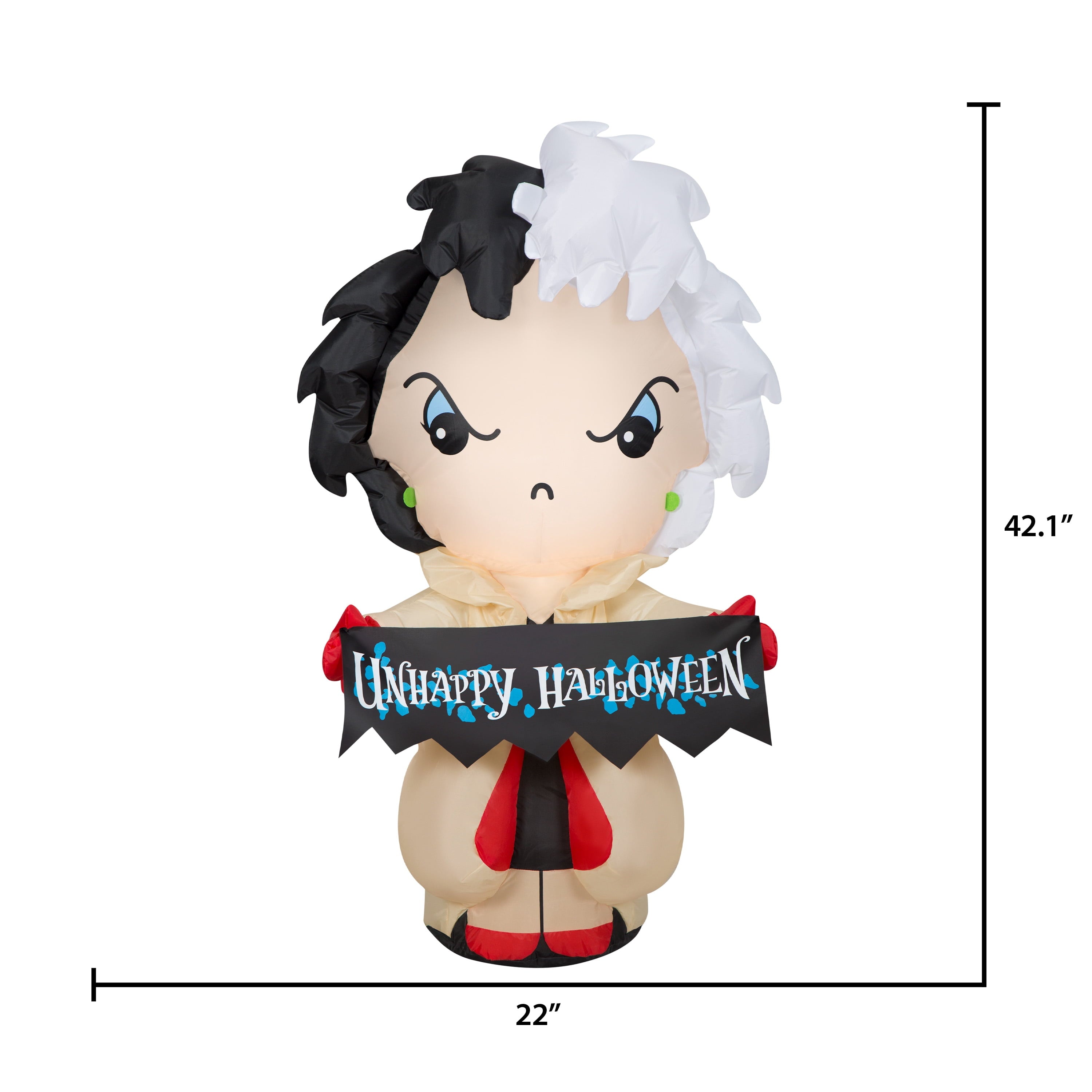 Disney Cruella with "Unhappy Halloween" Banner
