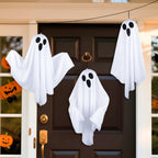 3 pack Hanging Ghosts Halloween Decor, 20 inch LED Glowing Ghost Halloween Decorations Outdoor Lights for Yard Porch Tree Garden Patio Bedroom Wall Party, Warm White