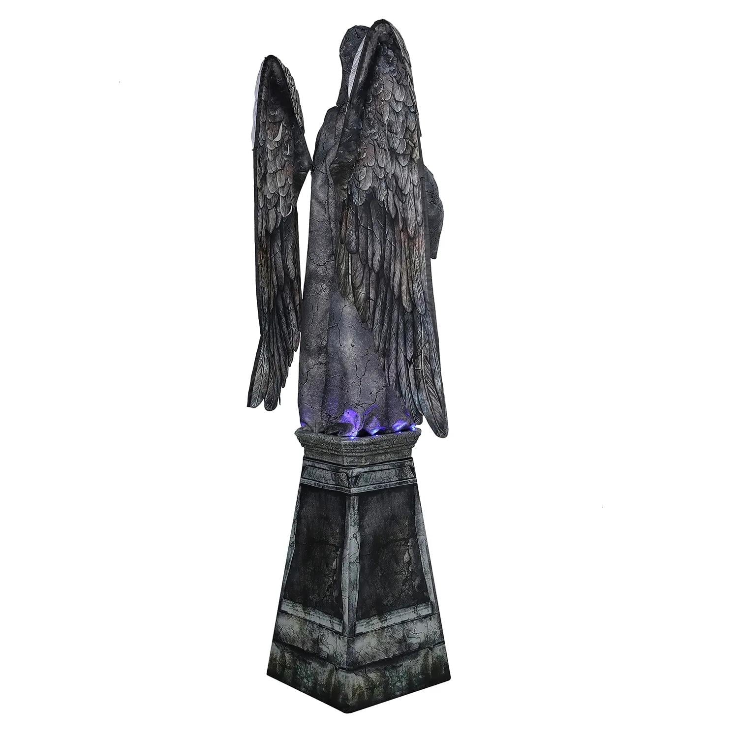 96" Cemetery Angel Animated Prop  Creepy Halloween Yard Decoration
