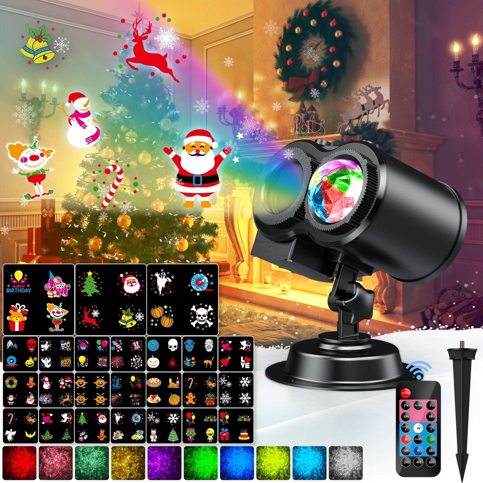 Outdoor HD projector light, remote control 16 switchable modes, Christmas Halloween celebrations, birthdays, weddings and parties, waterproof light show