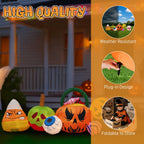 8FT Halloween Inflatable Pumpkin Ghost Scene, Waterproof Polyester, Quick Inflation with Stakes/Ropes for Yard/Garden/Indoor