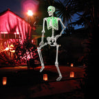 Costway 5.5 FT Poseable Halloween Skeleton Life-Size Decoration with Built-in Lights Green
