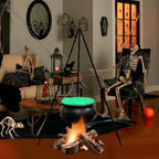 SDJMa Halloween Decorations Outdoor, 7.8" Witch Cauldron on 30.7" Tripod with Timer String Lights, Halloween Haunted House Decor for Yard Lawn Garden Outside Party Supplies