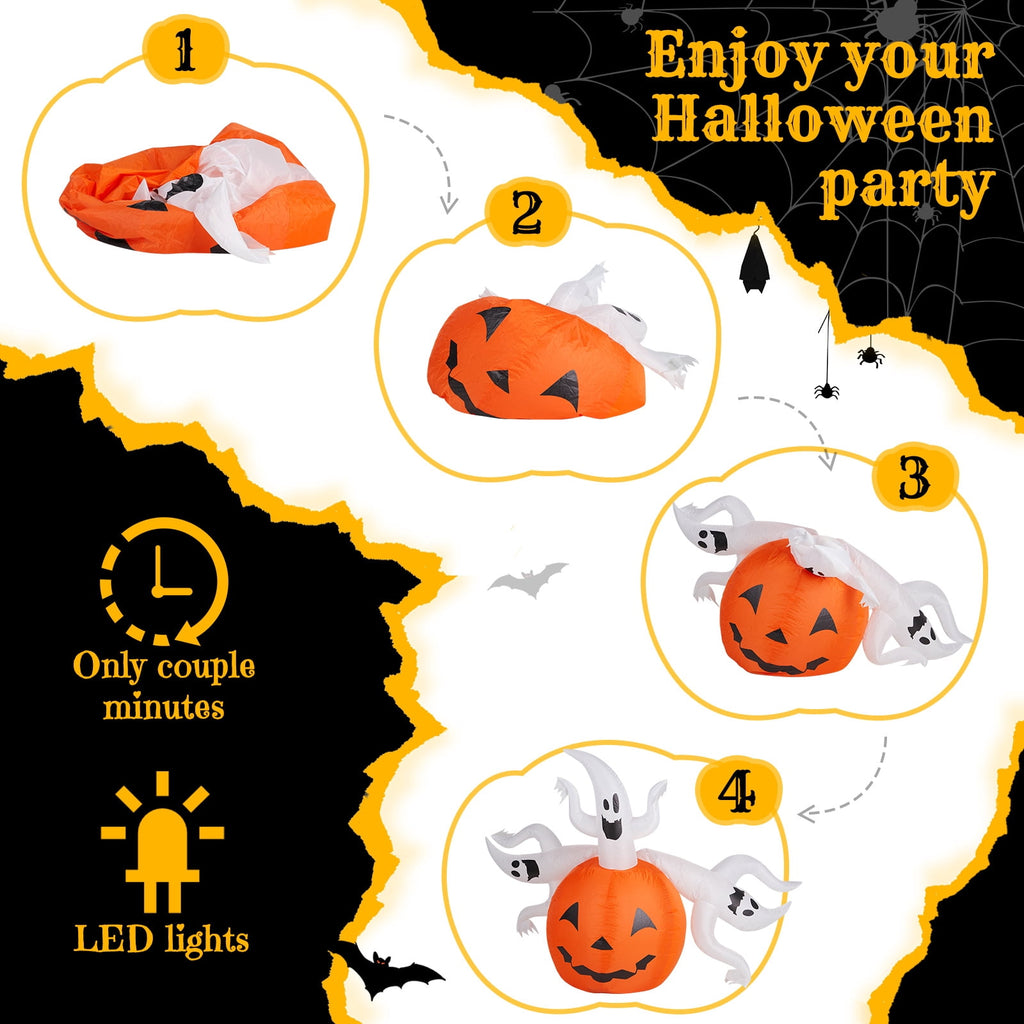 Halloween Ghost and Pumpkin Outdoor Halloween Inflatables for Patio Garden Decor