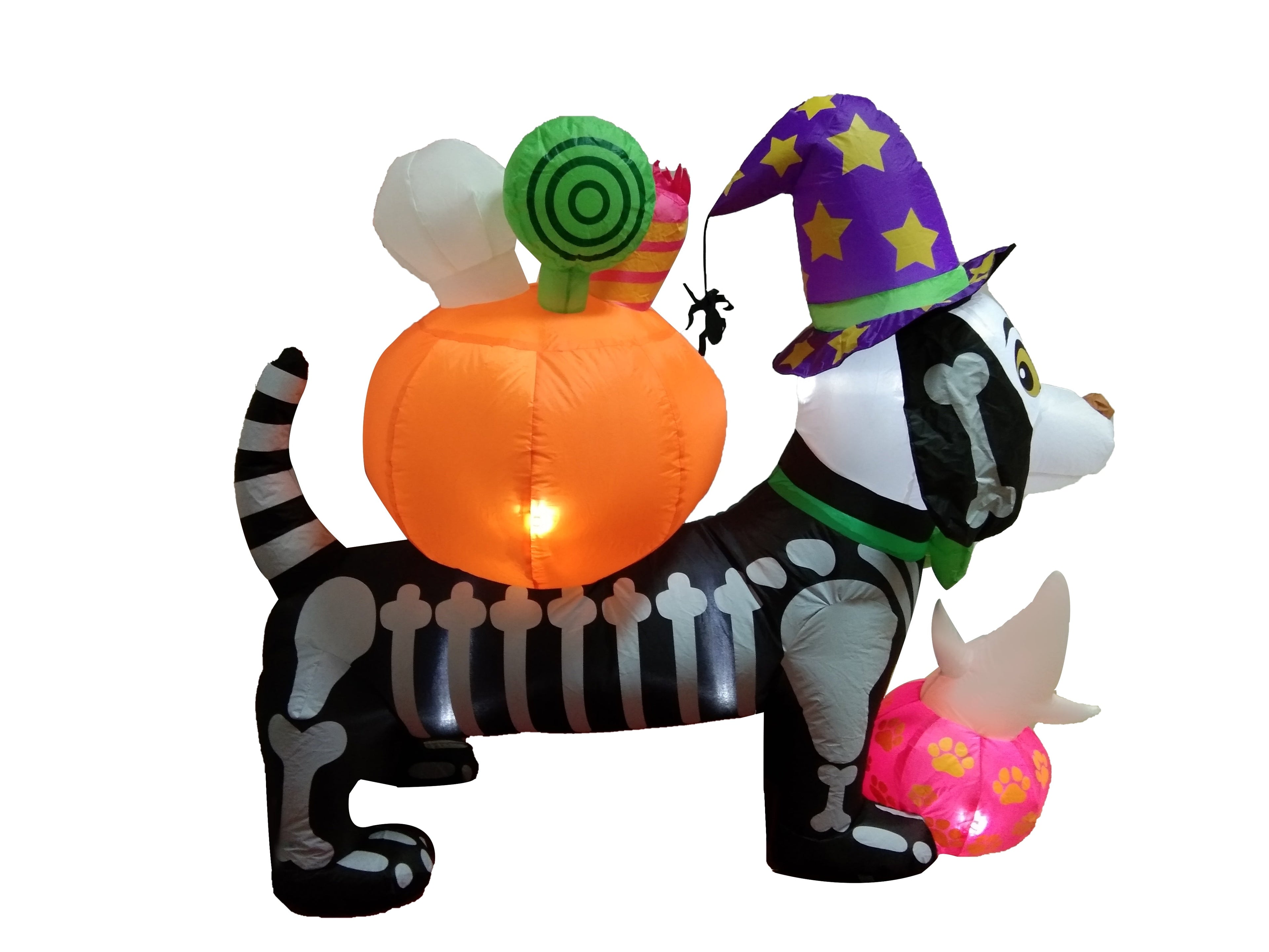 5FT Halloween LED Inflatable Skeleton Dog with Treats Halloween Yard Decorations