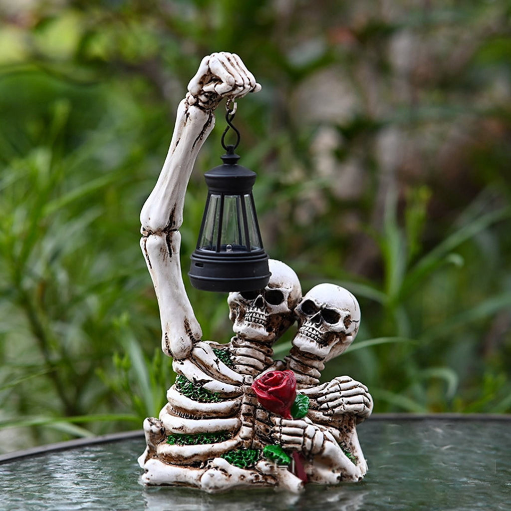 Uanit Halloween Couple Skull Lamp Halloween Decoration Outdoor Solar Garden Courtyard Festival Decoration