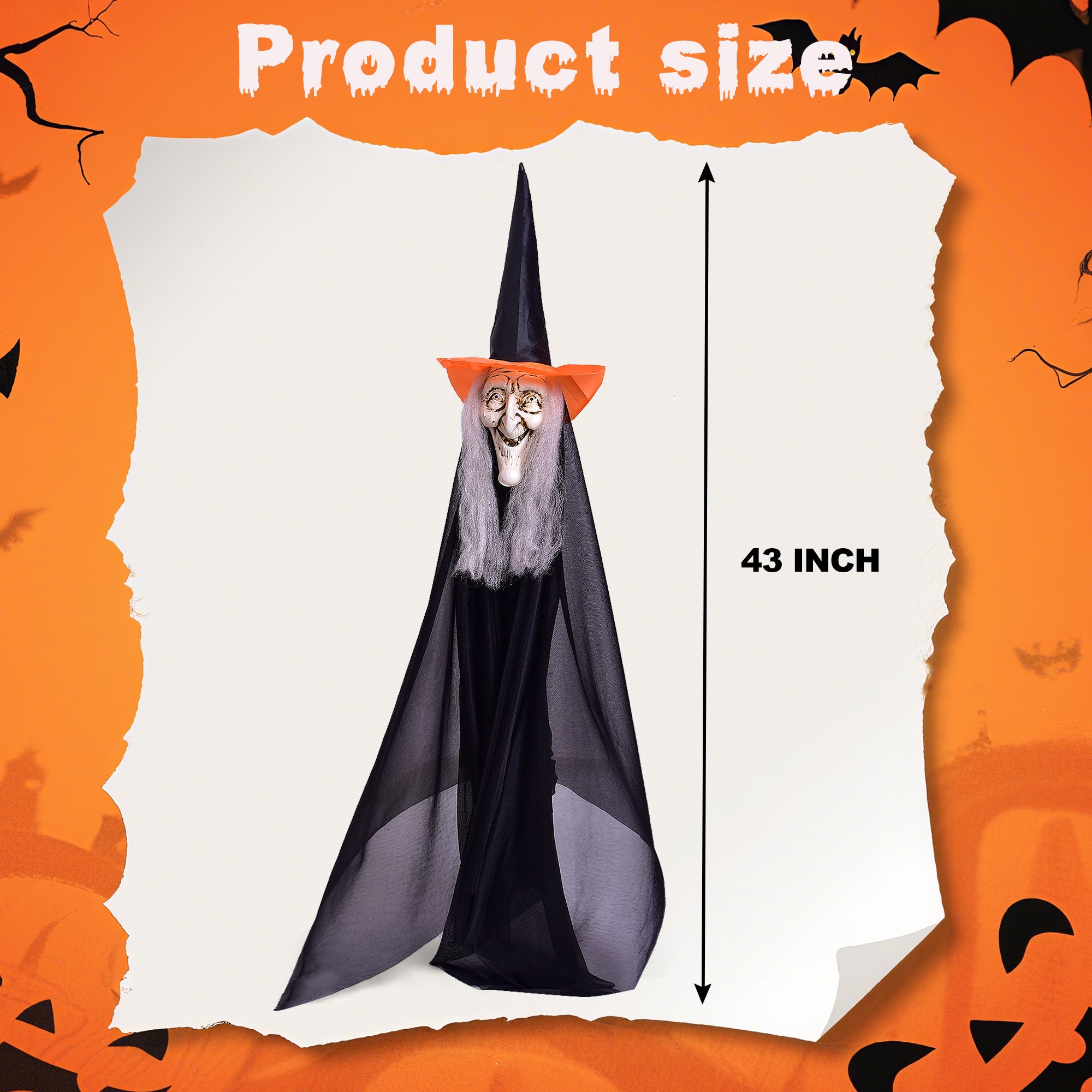 Fun Little Toys 3 Pcs Halloween Witch Decorations, 43" Wicked Witches Decor, Scary Halloween Stakes for Outdoor Graveyard, Garden, Yard, Lawn, Walkway Party Supplies