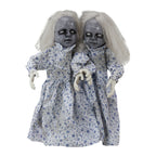 2.8ft Halloween Scary Yard Decorations, Twin Girls Halloween Standing Decoration, Animated Haunted House Halloween Party Prop Decoration, with Creepy Sounds, for Front Porch, Patio, Yard, Lawn, Garden