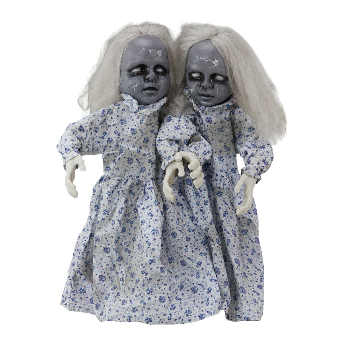 2.8ft Halloween Scary Yard Decorations, Twin Girls Halloween Standing Decoration, Animated Haunted House Halloween Party Prop Decoration, with Creepy Sounds, for Front Porch, Patio, Yard, Lawn, Garden